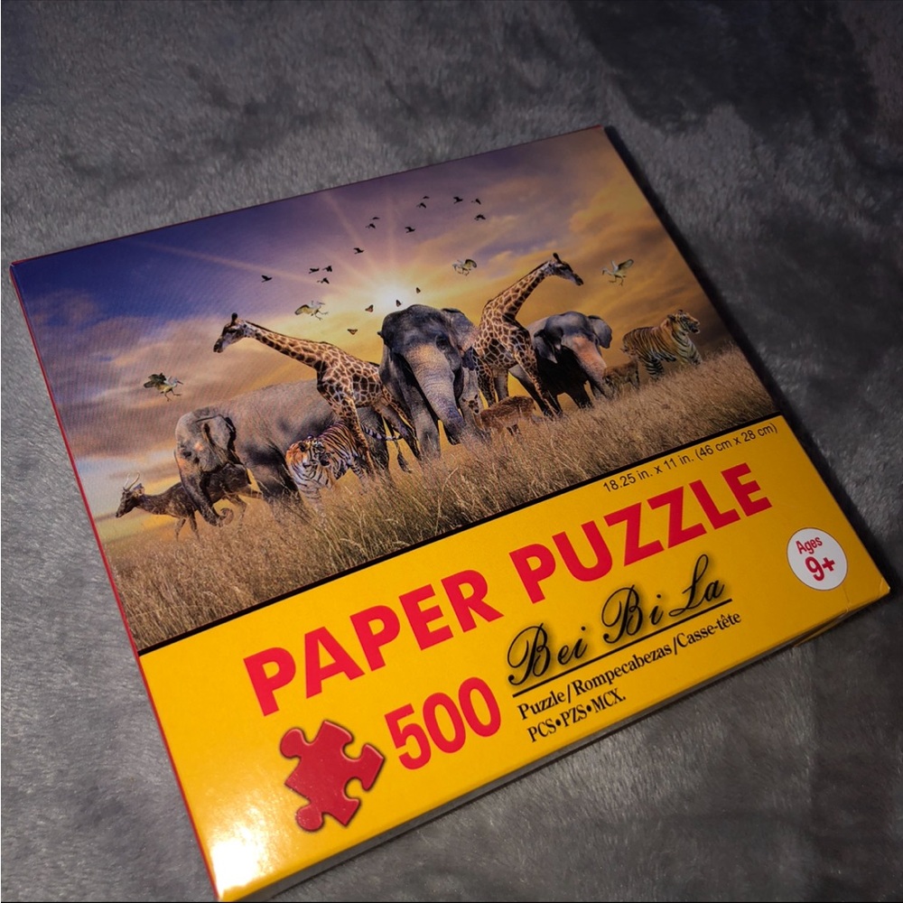 Bei Bi La 500 Piece Paper Puzzle/ Wildlife Animals in Africa/ Elephant, Tigers